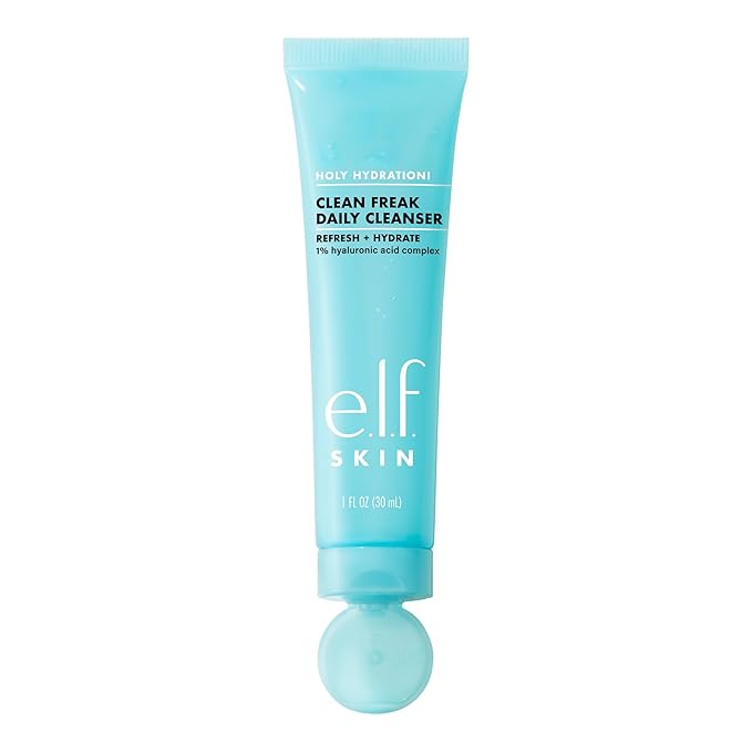 e.l.f. SKIN Holy Hydration! Clean Freak Daily Cleanser Mini, Gentle Hydrating Face Cleanser, Made With Hyaluronic Acid, Vegan & Cruelty-Free, 1 fl oz (Pack of 2)