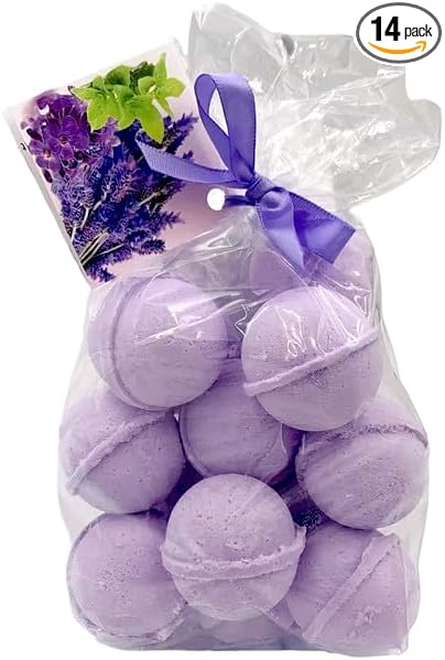 Bath Bombs 14 Set 1 oz/ea, Natural and Organic USA Handmade Bath Fizzies | Nourishing Shea & Coco Butter | Relaxing Aromatherapy | Gift Idea | Vegan & Cruelty-Free, Skin Friendly - Lavender Vanilla