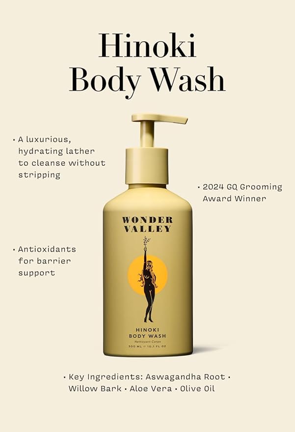 WONDER VALLEY - Hinoki Body Wash | Vegan, Cruelty-Free, All Skin Types | Hydrates, Cleanses, and Microbiome-Friendly (10.1 fl oz | 300 ml)