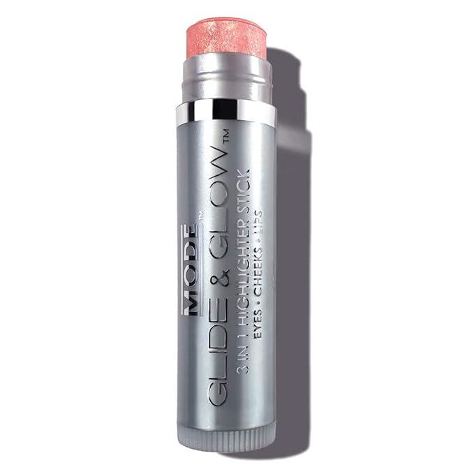 MODE Glide & Glow 3 in 1 Highlighter Creamy Color Makeup Blush Stick, Long Wear Glowing Radiance for Eyes, Cheeks, Lips Nourishing Natural Skincare, Vegan PATH TO PASSION Shimmering Peach
