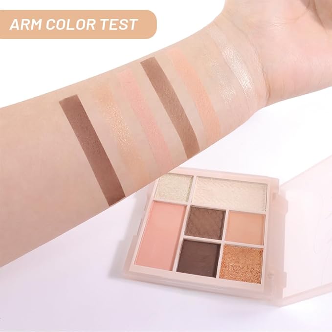 7Colors Eyeshadow Makeup Palette,Nude Pink Brown Natural Neutral Eye Shadow Palettes for Older Women,Long Lasting Naturing-Looking,Lightweight,Eye Makeup Kit Travel Size,Vegan