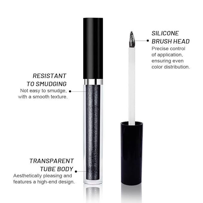 SUAKE Liquid Sparkling Glitter Eyeshadow Stick Pack - High Pigment Shimmer Metallic Eye Shadow, Long-Lasting, White Blue Black Gold Purple Bold Colors,Quicking-Dry (7#-12#, Pack of 6)