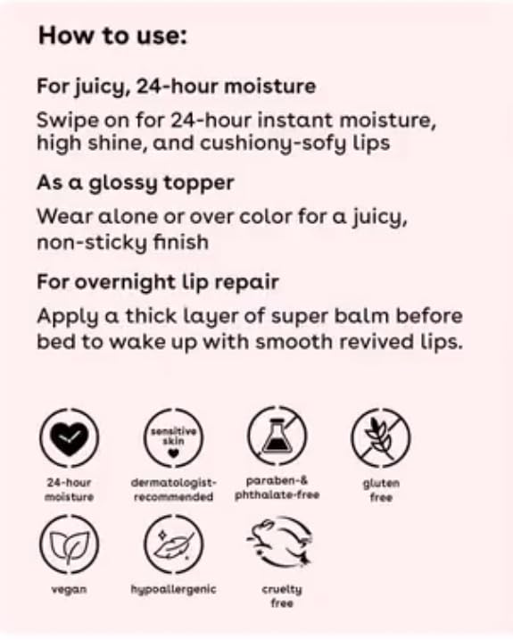 Vegan Super Balm Nourishing Lip Balm Set, 6 Flavors, Vegan Formula with Shea Butter and Avocado Oil, 24-Hour Moisturizing, Dermatologist Recommended