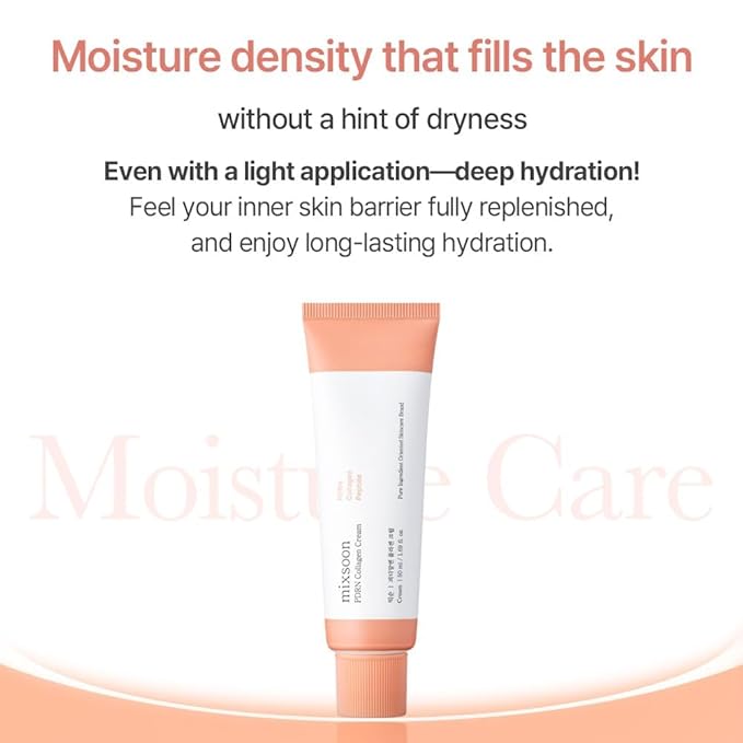 mixsoon PDRN Collagen Cream - Firming, Hydrating and Revitalizing Lightweight Face Gel, Radiance Collagen Peptides, Nourishing Moisturizer for Smooth Skin 50ml / 1.69 fl.oz. Korean Glass Skin Care