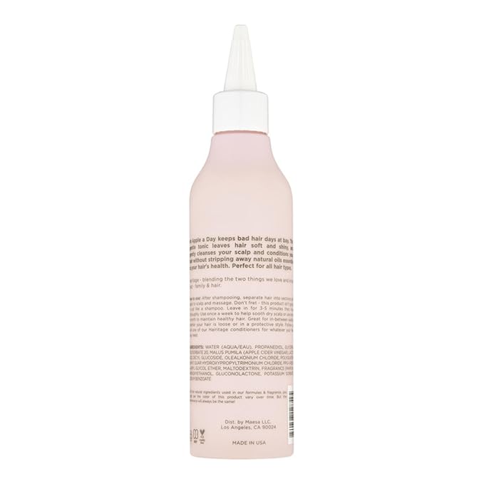 Hairitage Apple Cider Vinegar Shampoo & Scalp Rinse - Cleanses & Conditions for Soft, Shiny, Color-Safe Hair - Vegan, All Hair Types, 8 oz.