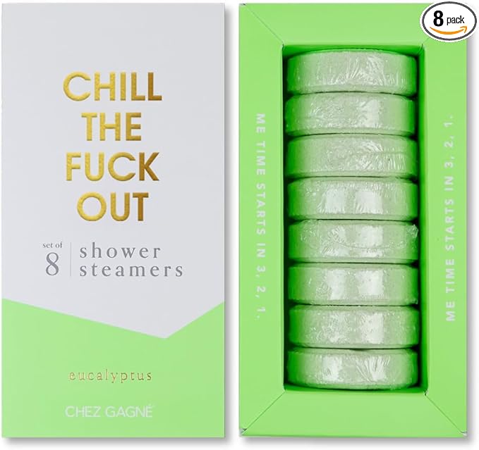 Aromatherapy Shower Steamers Set of 8 - Spa Self Care Gift - Vegan, Cruelty Free - Paraben, Sulfate & Phthalate Free - Bath Bomb Alternative, Gift Set (Chill The Fuck Out - Euclalyptus)