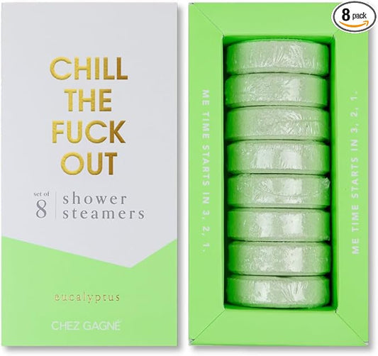 Aromatherapy Shower Steamers Set of 8 - Spa Self Care Gift - Vegan, Cruelty Free - Paraben, Sulfate & Phthalate Free - Bath Bomb Alternative, Gift Set (Chill The Fuck Out - Euclalyptus)