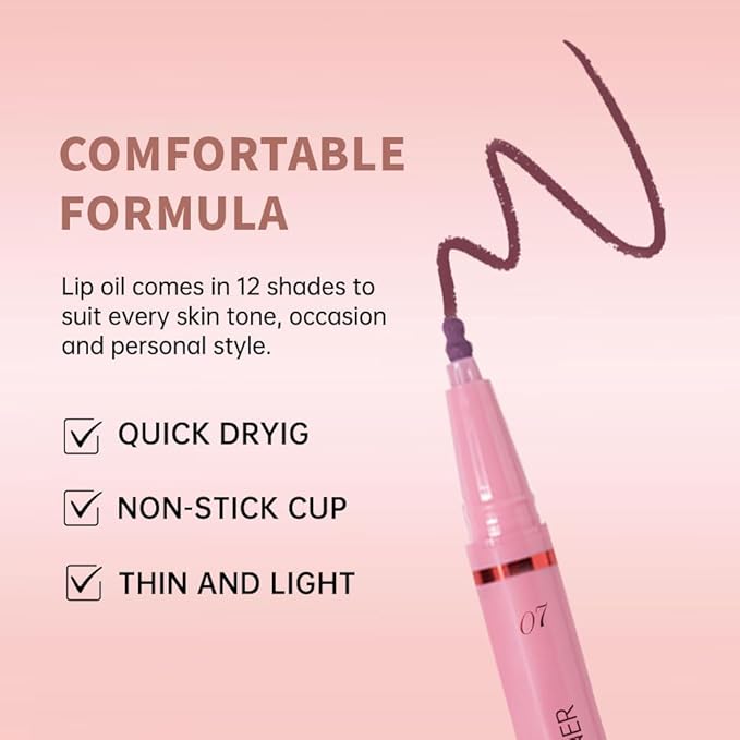 Deep Plum Lip Liner Stain – 24H Longwear Waterproof Matte Lip Contour Pen, Transfer-Proof Precision Marker for Defining & Outlining Lips All Day Stay Lip Lip Liner Marker 07#