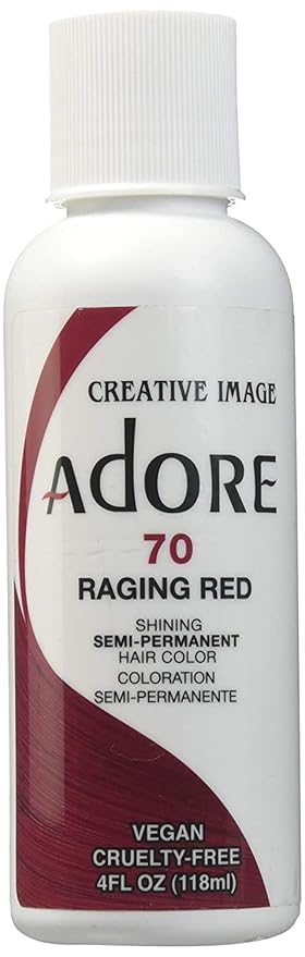 Adore Semi Permanent Hair Color (070 Raging Red) | Vegan & Cruelty-Free Red Hair Dye | No Ammonia, No Peroxide, No Alcohol | 4 Fl Oz