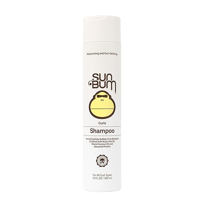 Sun Bum Curls Shampoo - Moisturizing Hair Treatment for Wavy and Curly Hair - Frizz Free Finish - Enrich with Coconut Oil and Seaweed Protein - UV Protecting - Vegan and Cruelty Free - 10 oz