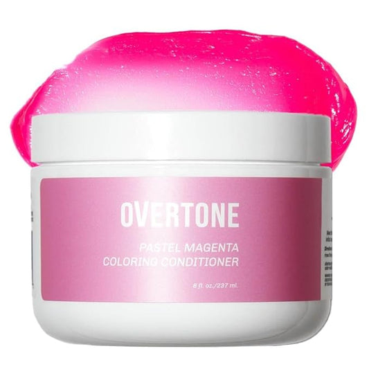 Overtone Semi Permanent Hair Color Conditioner, Pastel Majenta Morning, 8 oz, Nourishing, Damage-Free, Color Depositing Mask for All Hair Types with Shea Butter & Coconut Oil, Vegan & Cruelty-Free