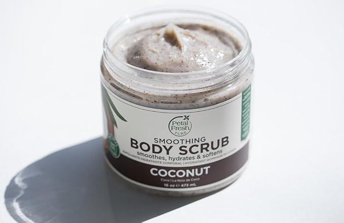 Petal Fresh Coconut Body Scrub, Smoothing Body Pudding, Natural, Gently Exfoliating, Daily Skincare, Vegan and Cruelty Free, 16 oz (Pack of 2)