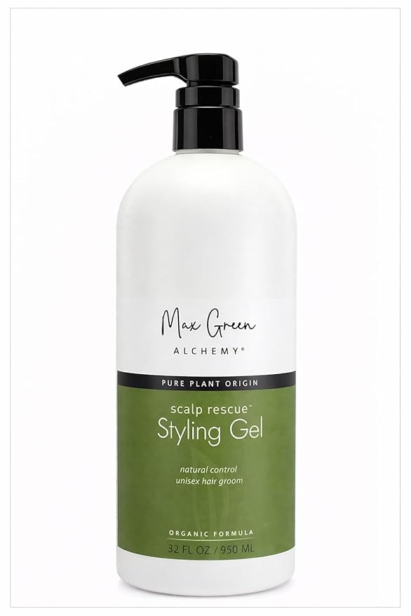 MGA Vegan Hair Styling Gel - Scalp Rescue Organic Formula for Flexible & Natural Hair Style | Curly Hair Products for Men & Women Provides Frizz Control | Alcohol Free & Color Safe Hair Gel | 32 Fl Oz