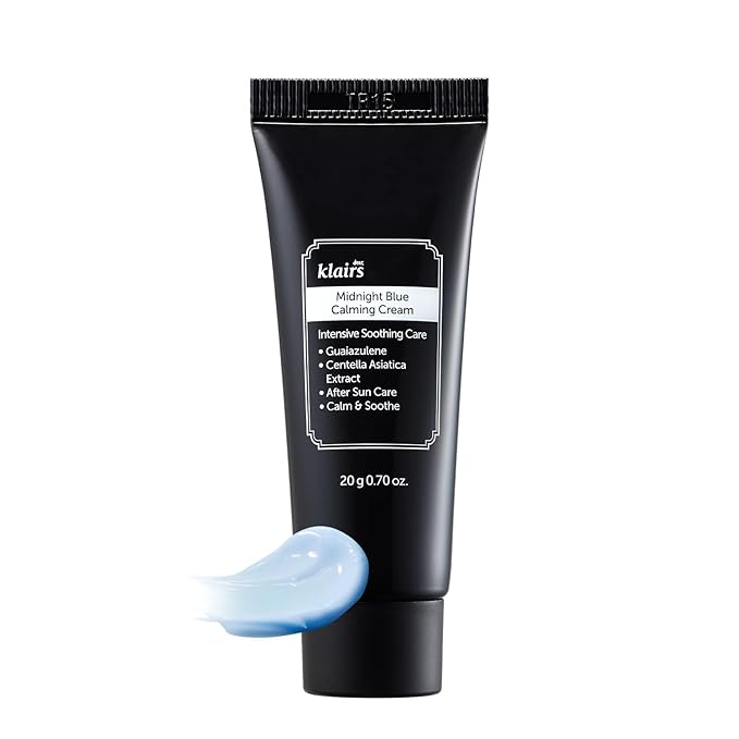 DearKlairs Midnight Blue Calming Cream | Face Moisturizer for Redness Relief, Guaiazulene, EGF & Ceramide, Post-Treatment Recovery, Korean Vegan Skincare for Sensitive Skin, 0.7 Oz (Pack of 1)