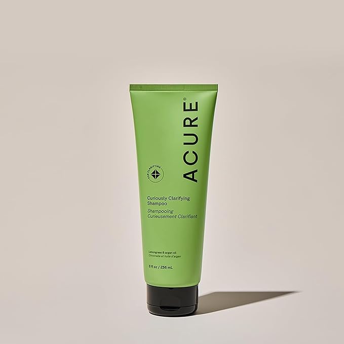 Acure Curiously Clarifying Shampoo - Cleansing & Clarifying Shampoo for Women & Men, Scalp Detox for Product Buildup, Deep Clean for Oily Hair, Detoxify, Remove Build Up, Sulfate Free, Vegan - 8 fl oz