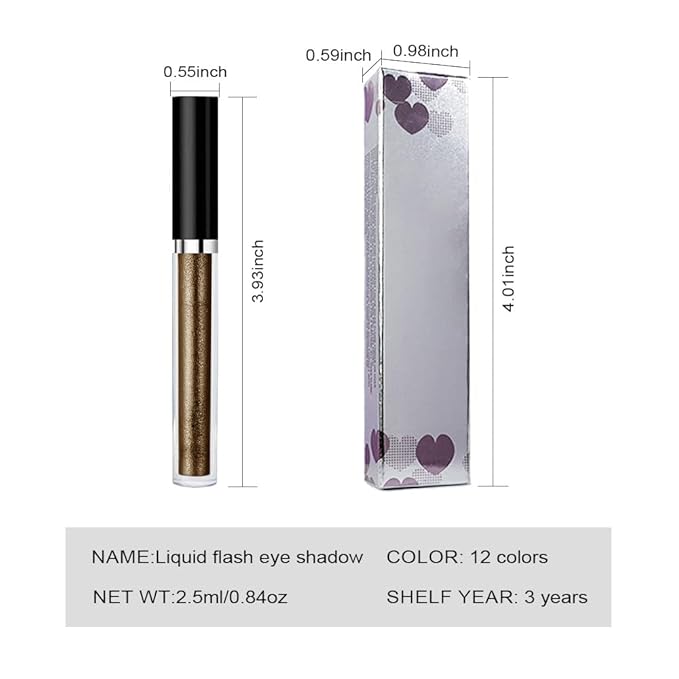 SUAKE Liquid Sparkling Glitter Eyeshadow Stick Pack - High Pigment Shimmer Metallic Eye Shadow, Long-Lasting, White Blue Black Gold Purple Bold Colors,Quicking-Dry (11#-Smoky, Pack of 1)