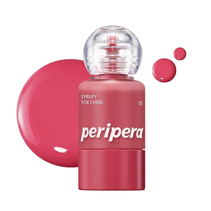 PERIPERA SYRUPY TOK CHEEK 15 Colors, Liquid Blush, Dewy Finish and Hydrates All day, Soft Velvet Texture Face Cheek Tint (05 COOL APPLE)