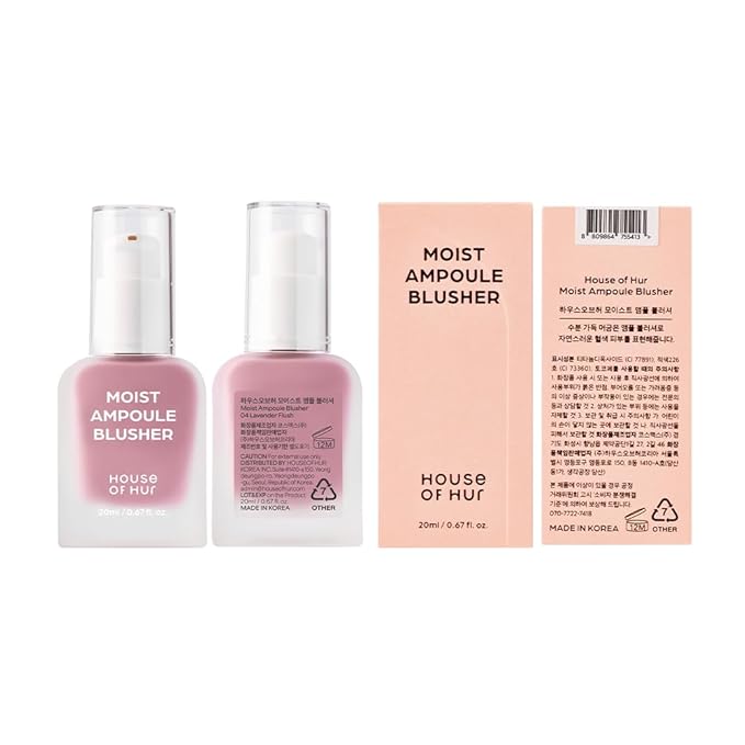 House of Hur Moist Ampoule Blusher with 50% Moisture Essence | Hydrating & Long-Lasting Blush | 0.68fl.oz (9 Shades) - Lavender Flush