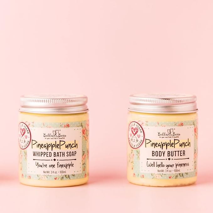 Bella & Bear Pineapple Whipped Soap - Paraben Free - Cruelty-Free Vegan Body Wash And Shave Cream, (3.4 oz)