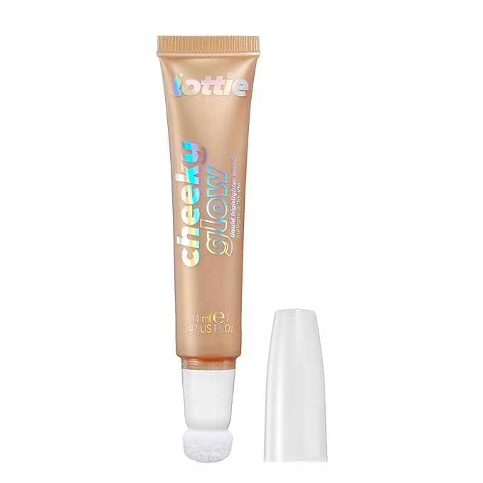 Lottie London Cheeky Glow in Champagne Drip, Liquid Blush & Sheer Highlighter, Buildable Formula Infused with Hyaluronic Acid, Vegan & Cruelty-free