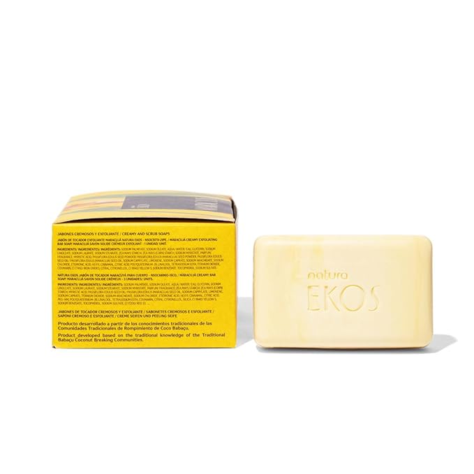 natura - Ekos Maracujá Creamy & Exfoliating Bar Soap Set (4 Pack) - 1 Exfoliating Bar, 3 Creamy Bars - Pure Plant Based Oils - Vegan Skin Care - Brazilian Beauty Secrets - Self Care - 3.5oz (100g)