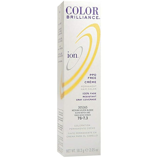 Ion Permanent Creme Hair Color 7G Medium Golden Blonde, Vegan, Cruelty Free, PPD Free, 100% Gray Coverage, Long Lasting, Fade Resistant Color, 2.05 oz