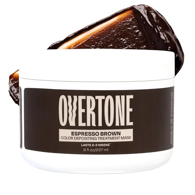 Overtone Semi Permanent Hair Color Conditioner, Espresso Brown, 8 oz, Nourishing, Damage-Free, Color Depositing Mask for All Hair Types with Shea Butter & Coconut Oil, Vegan & Cruelty-Free