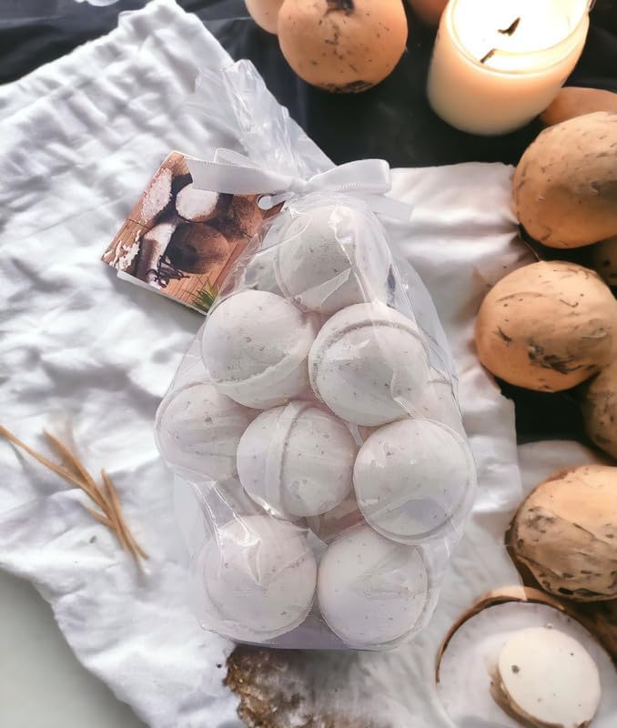 Bath Bombs 14 Set 1 oz/ea, USA Handmade | Shea & Coco Butter | Moisturizng Dry Skin | Gift Idea | Natural Ingredients | Vegan & Cruelty Free | Essential Oils Aromatheraphy - Caribbean Coconut