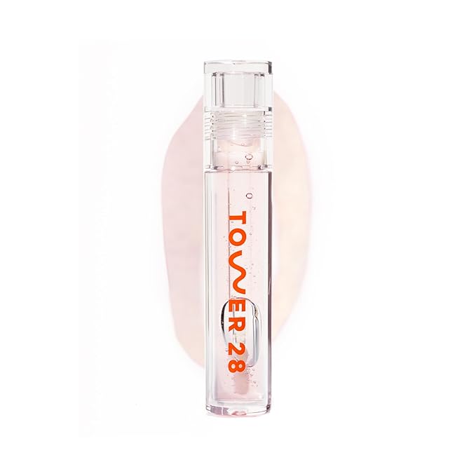 Tower 28 ShineOn Clear Lip Gloss Jelly - Hydrating Lip Balm + Gloss for Sensitive Lips - Non-Sticky + High-Shine Jelly Formula with Nourishing Oil Blend - Chill - Clear (0.13)