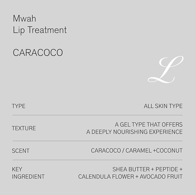 Urbanand Mwah Lip Treatment CARACOCO, Vegan Korean Glossy Lip Balm, Shea Butter, Peptide, Glowy, Lightweight, Moisturize, for Dry, Chapped Lips (13g / 0.45 oz.)