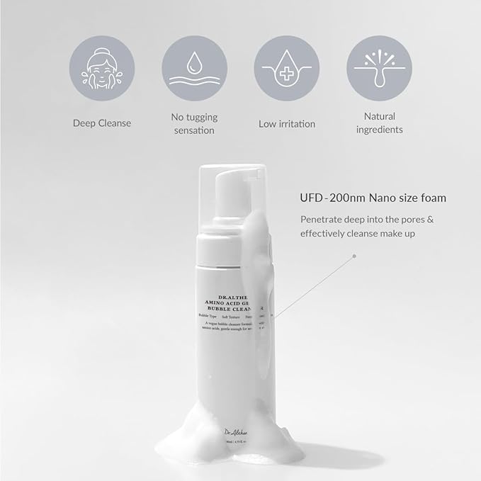 Dr.Althea Amino Acid Gentle Bubble Cleanser | Foam Cleanser | Daily Gentle Face Wash for Sensitive Skin | Vegan Korean Skin Care | 4.73 fl oz