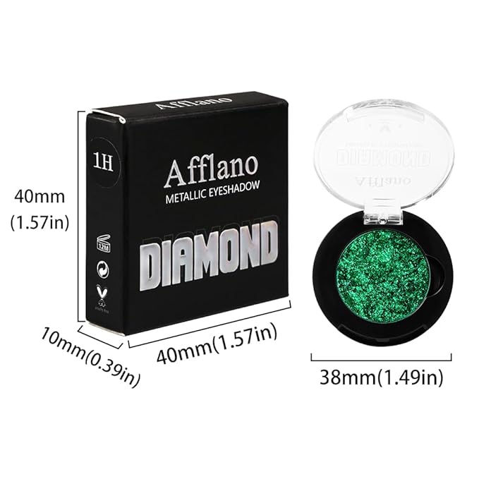Green Glitter Eyeshadow, Highly Pigmented Fine Pressed Glitter Emerald Green Metallic Eye Shadow Palette Wicked Makeup, High Impact Long Lasting Waterproof Eye Glitters for Saint Patrick, Carnival