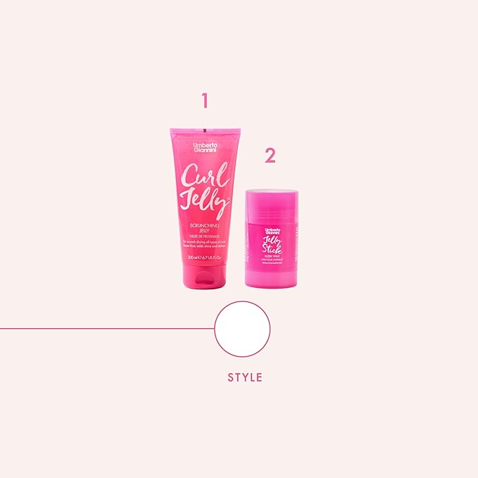 Umberto Giannini Curl Jelly Slick Back Duo - Includes Curl Scrunching Jel & Jelly Slick Stick for Styling - Suitable for all Waves, Curls & Coils