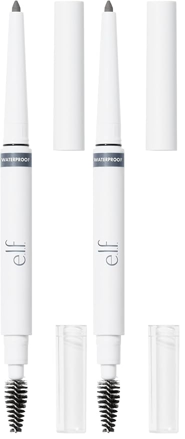 e.l.f. Instant Lift Waterproof Brow Pencil, Long-Lasting Eyebrow Pencil For Grooming & Shaping Brows, Vegan & Cruelty-free, Grey (Pack of 2)