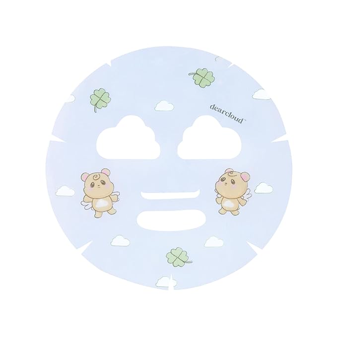 dearcloud Beary Cherub Deep-Moisturizing Dew Essence Face Mask, Korean Sheet Mask - Vegan Collagen, Hyaluronic Acid & Madecassoside (3 Count)