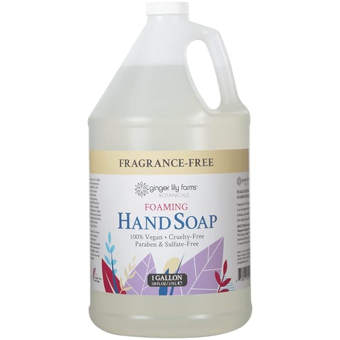 Ginger Lily Farms Botanicals All-Purpose Foaming Hand Soap Refill, Fragrance Free, 100% Vegan & Cruelty-Free, Unscented, 1 Gallon (128 fl oz)