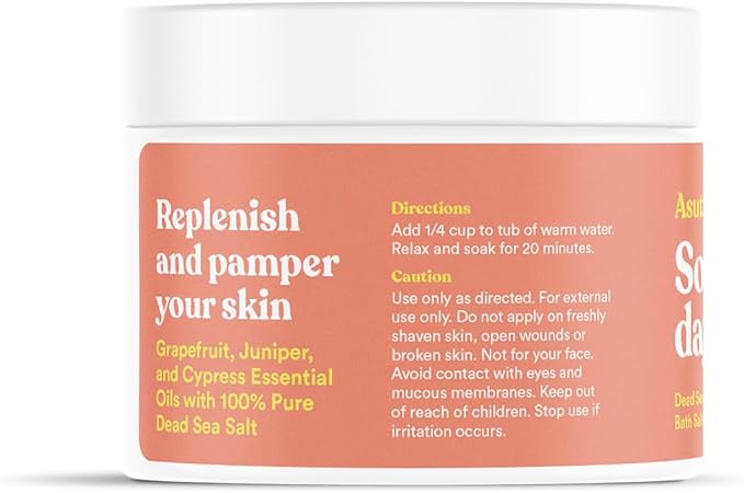 ASUTRA Dead Sea Bath Salts (Skin Rejuvenator), 16 oz - Soak in Rich & Vital Healing Minerals - Pamper & Soften Skin with Grapefruit, Juniper, & Cypress Essential Oils