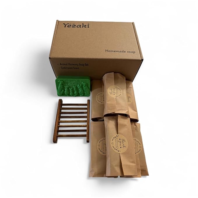 Yezaki Handmade Soap Gift Set 7-Piece Green Soap Natural Soap Bar Handmade Organic Soap Bar Set for Gift Homemade soap Botanical Vegan Non Toxic Made in USA