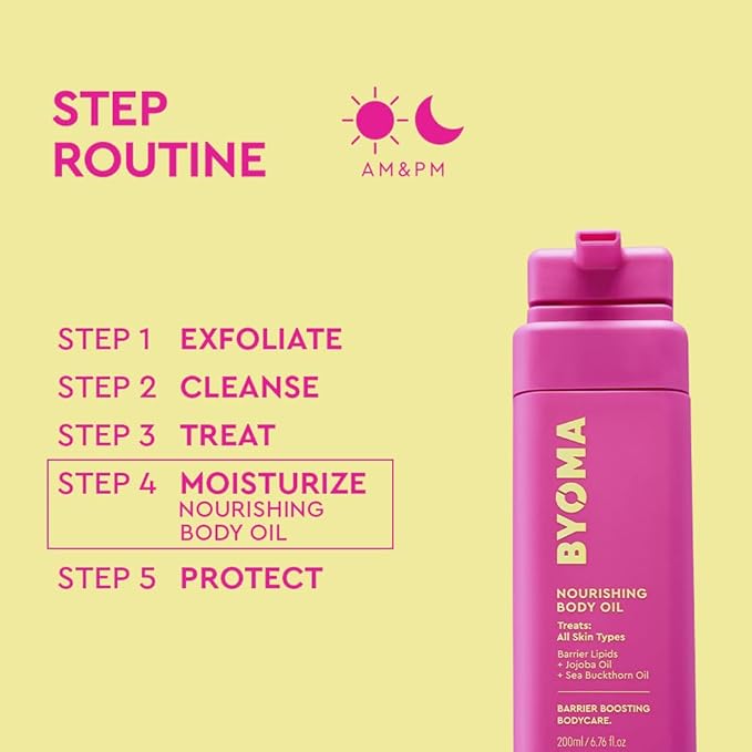 BYOMA Nourishing Body Oil - For All Skin Types - Lightweight,Fast-Absorbing Body Oil with Jojoba & Seabuckthorn - Hydrates,Brightens & Restores Skin Barrier - 6.76 fl oz,(Pack of 2)