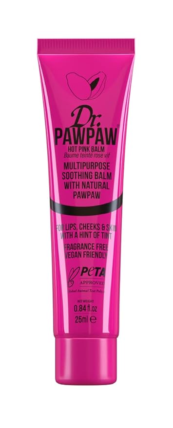 Dr.PAWPAW Hot Pink, Multi-Purpose Natural No Fragrance Balm for Hydrating Lips, Skin, Hair, Cuticles, Nails & Beauty Finishing (25 ml)