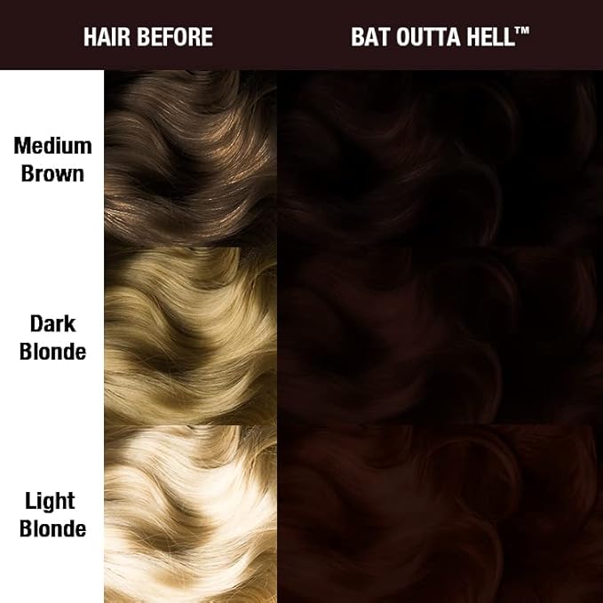 MANIC PANIC Bat Outta Hell Dark Brown Hair Dye - Supernatural - Semi Permanent Dark Espresso Brown Hair Color For Women And Men - Vegan, PPD & Ammonia Free (4oz) (Pack of 2)