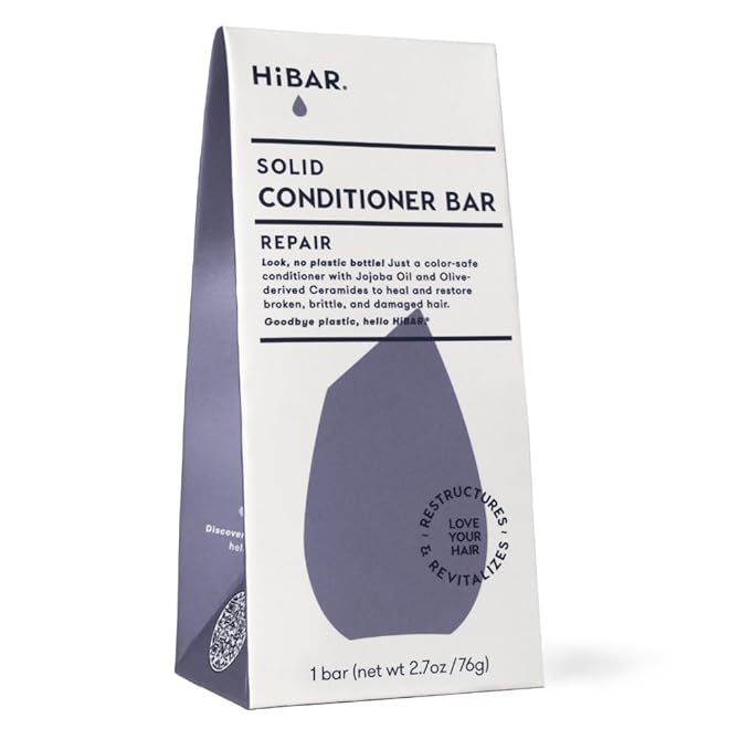 HiBAR - Repair Conditioner Bar - For Damaged, Broken, Brittle Hair - Restore & Nourish - With Quinoa Protein & Jojoba Oil - Plastic-Free - Soap, Paraben & Sulfate-Free -Color Safe & Vegan -1 Solid Bar