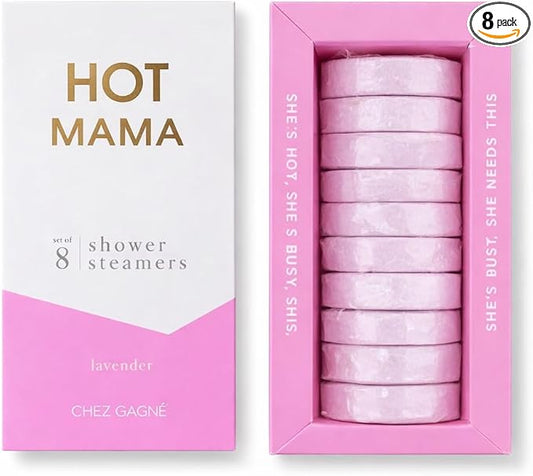 Aromatherapy Shower Steamers Set of 8 - Spa Self Care Gift - Vegan, Cruelty Free - Made in USA - Paraben, Sulfate & Phthalate Free - Bath Bomb Alternative (Hot Mama - Lavender)