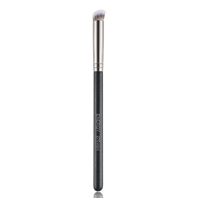 ENERGY Small Concealer Brush Mini Flat Angled Kabuki for Under Eye Concealing Blending with Powder Liquid Cream Make Up Appllicator Soft Vegan Makeup Brush
