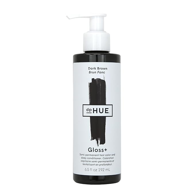 dpHUE Gloss+, Dark Brown - 6.5 oz (8-12 Applications) - Semi-Permanent Hair Color & Conditioner - Lasts Up to Eight Washes - Paraben, SLS & SLES Sulfate Free - Vegan, Leaping Bunny Certified