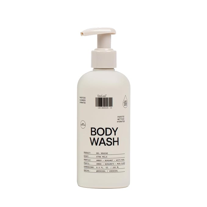 DedCool Body Wash | Xtra Milk | Shea Butter, Aloe & Snow Mushroom | Hydrating, Non-Toxic, Vegan | Bergamot, White Musk & Amber | 8.5 fl oz