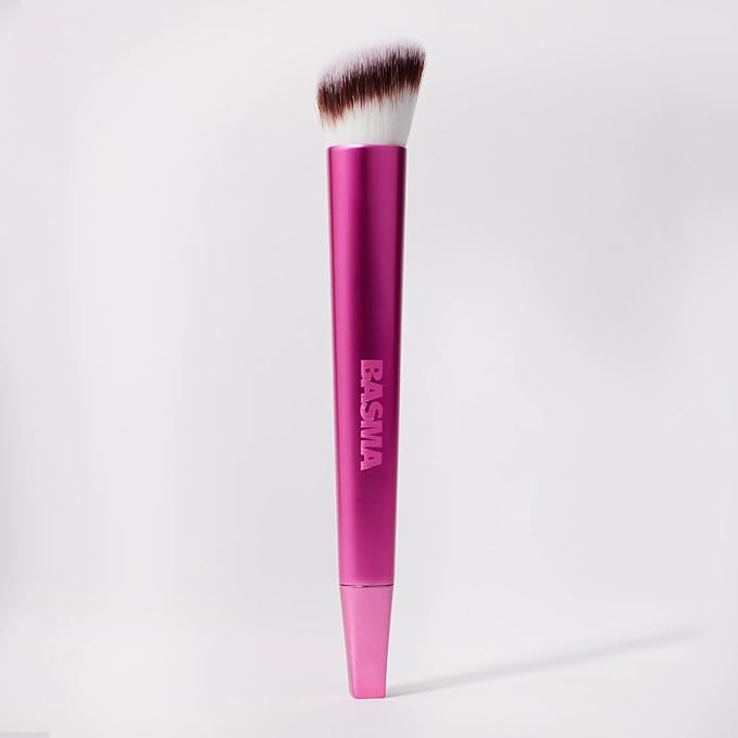 BASMA Beauty Complexion Foundation Makeup Brush, Dense Round Ultra-Soft Vegan Taklon Bristles for Cream, & Liquid, Seamless Blending for Bronzer, Contour, Concealer & Blush, Cruelty-Free