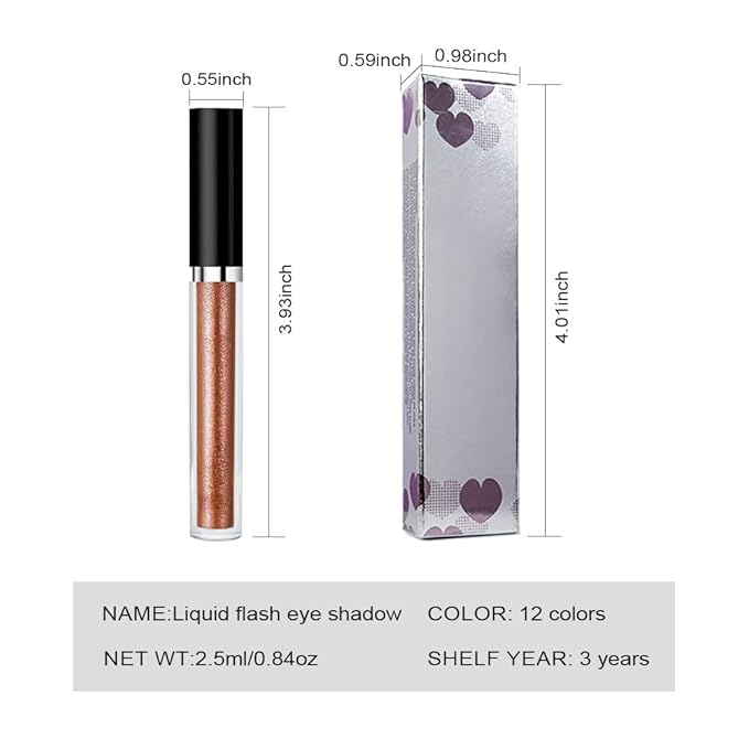 SUAKE Liquid Sparkling Glitter Eyeshadow Stick Pack - High Pigment Shimmer Metallic Eye Shadow, Long-Lasting, White Blue Black Gold Purple Bold Colors,Quicking-Dry (4#-Rose Gold, Pack of 1)