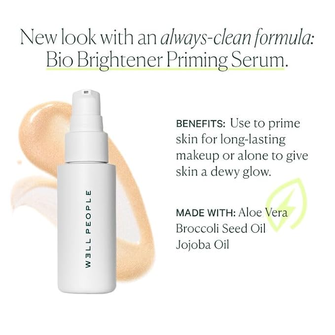 Well People Bio Brightener Priming Serum, Nourishing Primer For Long-Lasting Makeup & A Healthy Glow, Brightens & Soothes Skin, Vegan & Cruelty-free