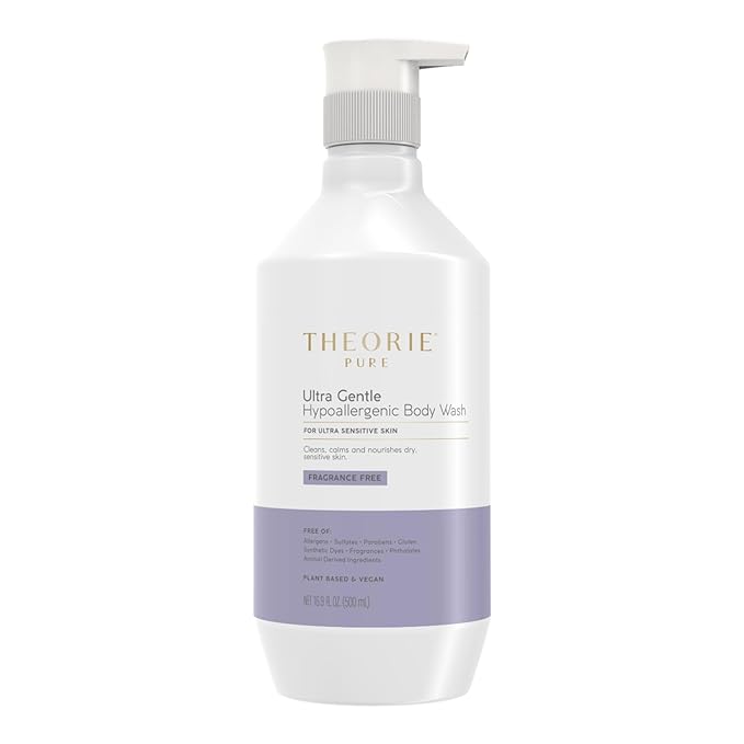 Theorie Hypoallergenic Body Wash - Made With Aloe Vera, Argan Oil, Sesame Oil & Marula Oil - Fragrance-Free - Suited for All Skin Types - Pump Bottle 500mL